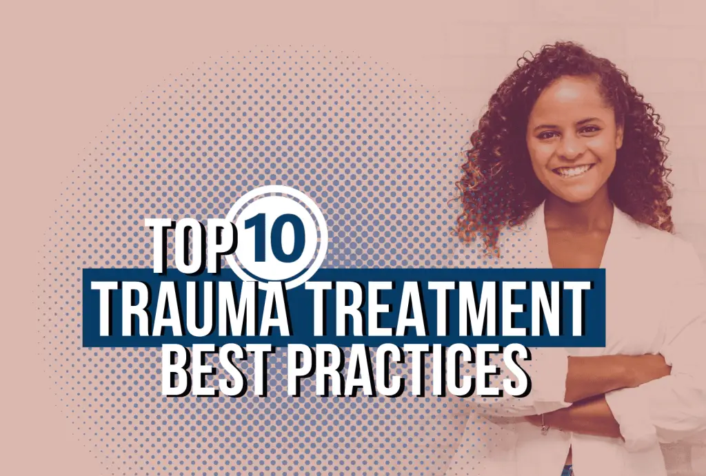 beige background blue best practices for trauma treatment black woman therapist white suite