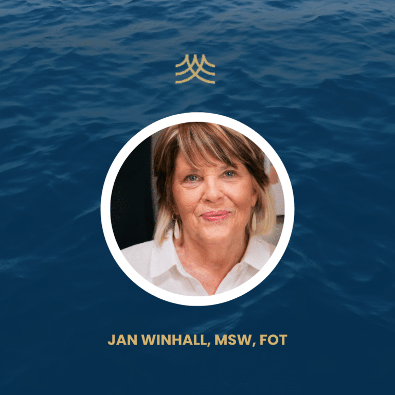 Portrait of professional woman on water background.