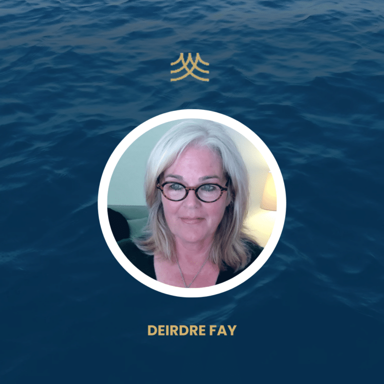 Woman with glasses and ocean background