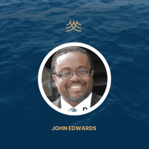 Smiling person with ocean background