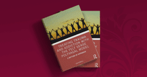 Books on trauma, addiction, polyvagal model.