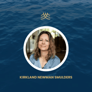 Smiling woman in blue blouse