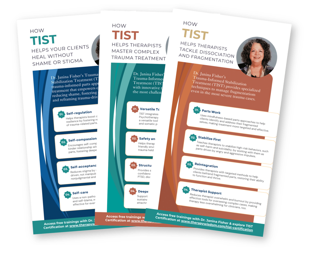TIST flyers promoting trauma therapy techniques by Dr. Janina Fisher