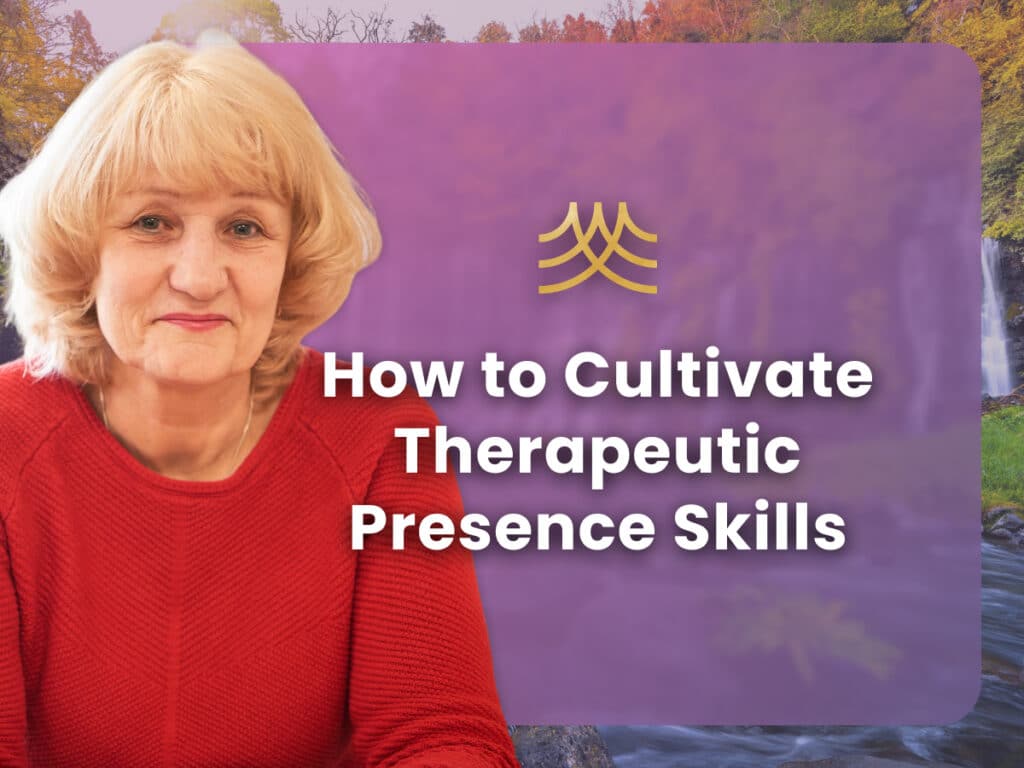 Therapeutic presence skills workshop with a smiling woman.