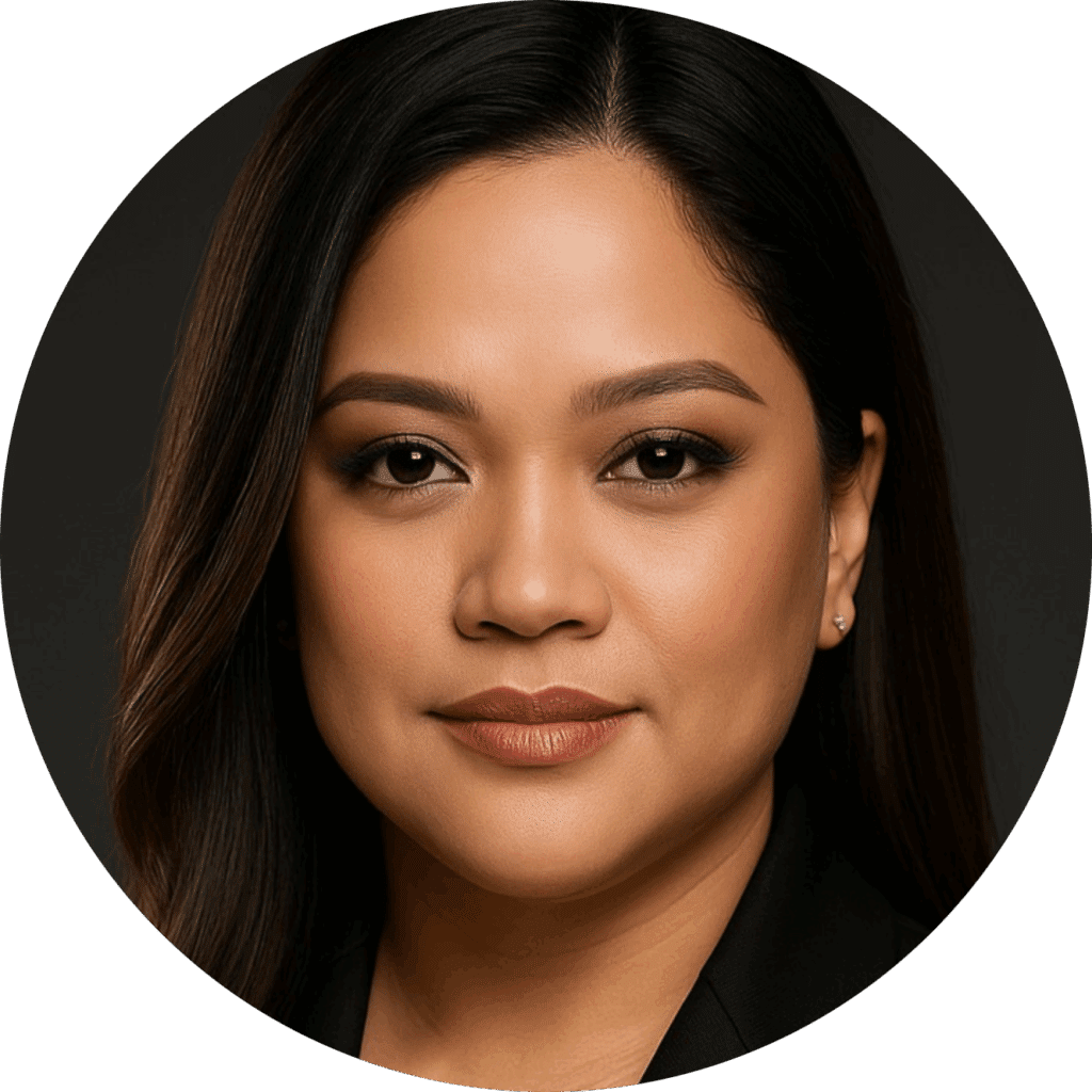 Professional woman smiling in formal attire photo.