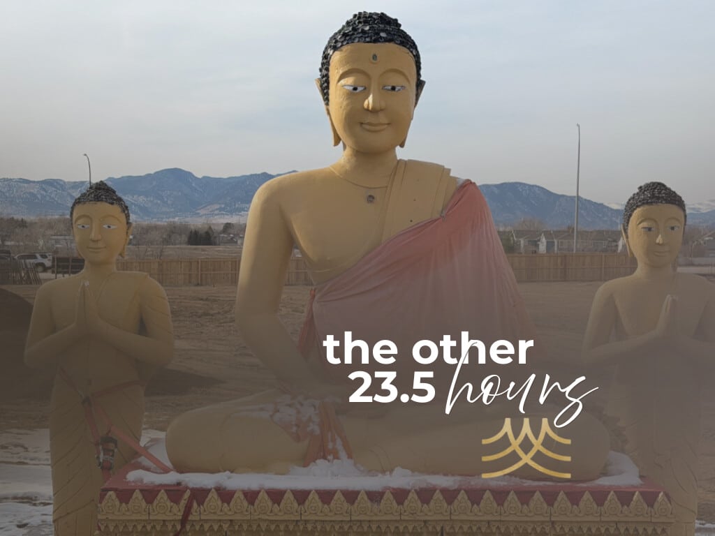 Three Buddha statues with mountain background - Brian Spielmann