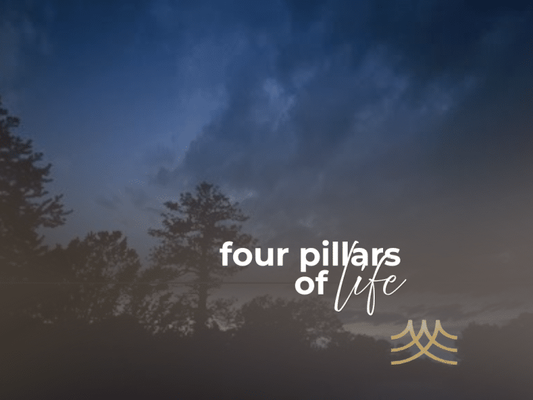 Silhouetted trees at dusk with inspirational text