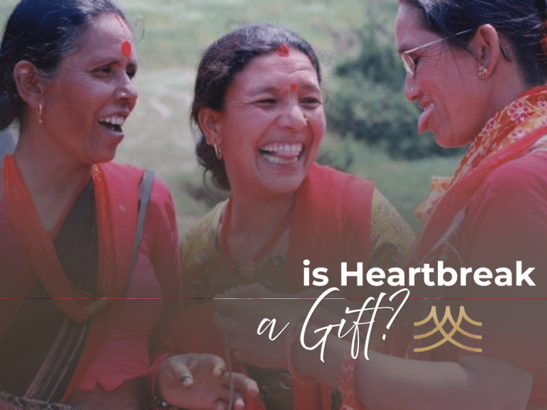 Three women laughing outdoors with text overlay