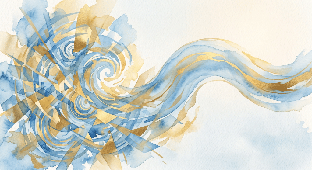 TIST focuses on calming the nervous system rather than disrupting it. Abstract blue and gold swirling watercolor design